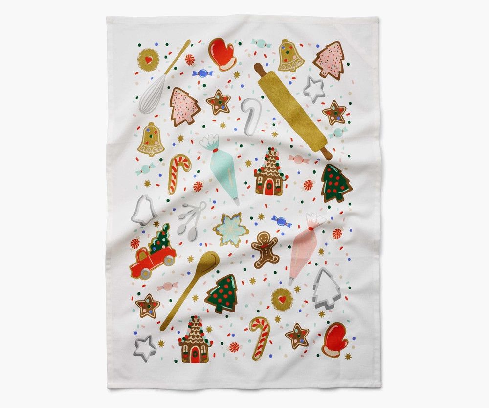 Rifle Paper Holiday Tea Towel, Style: Christmas Cookies