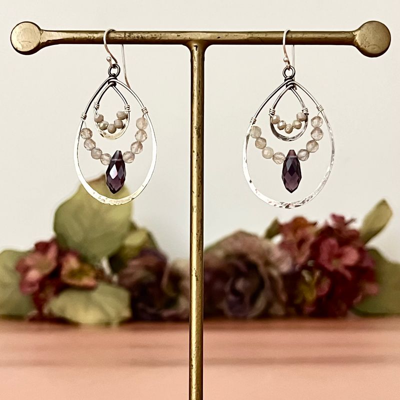 Handmade Beach Plum Hoop Earrings