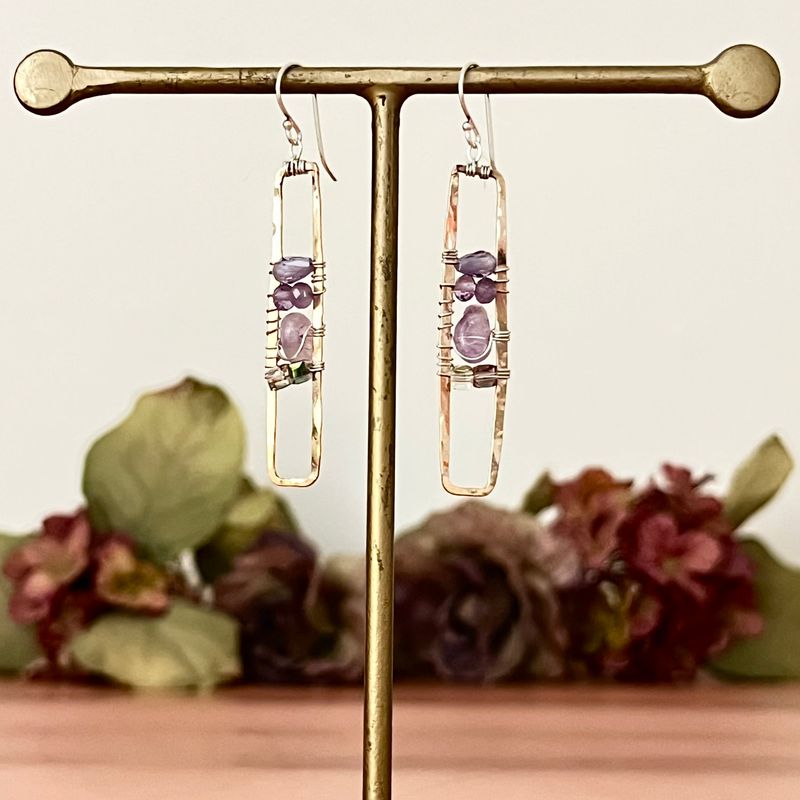 Handmade Lilac Rectangle Earrings