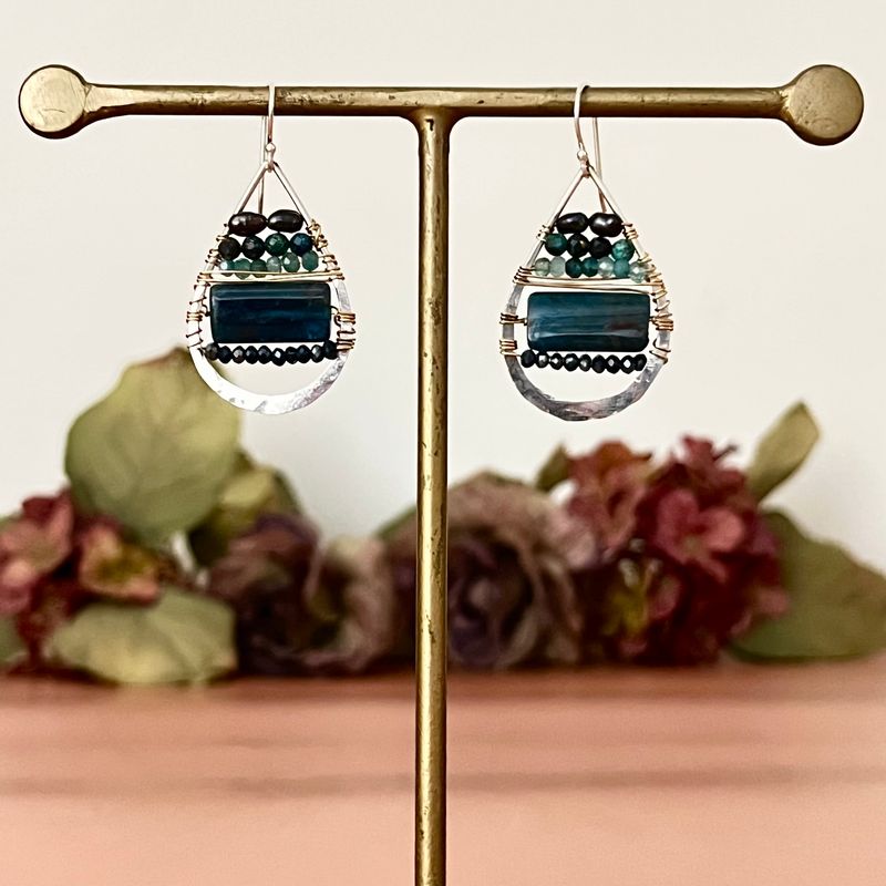 Handmade Apatite Gemstone Array Earrings