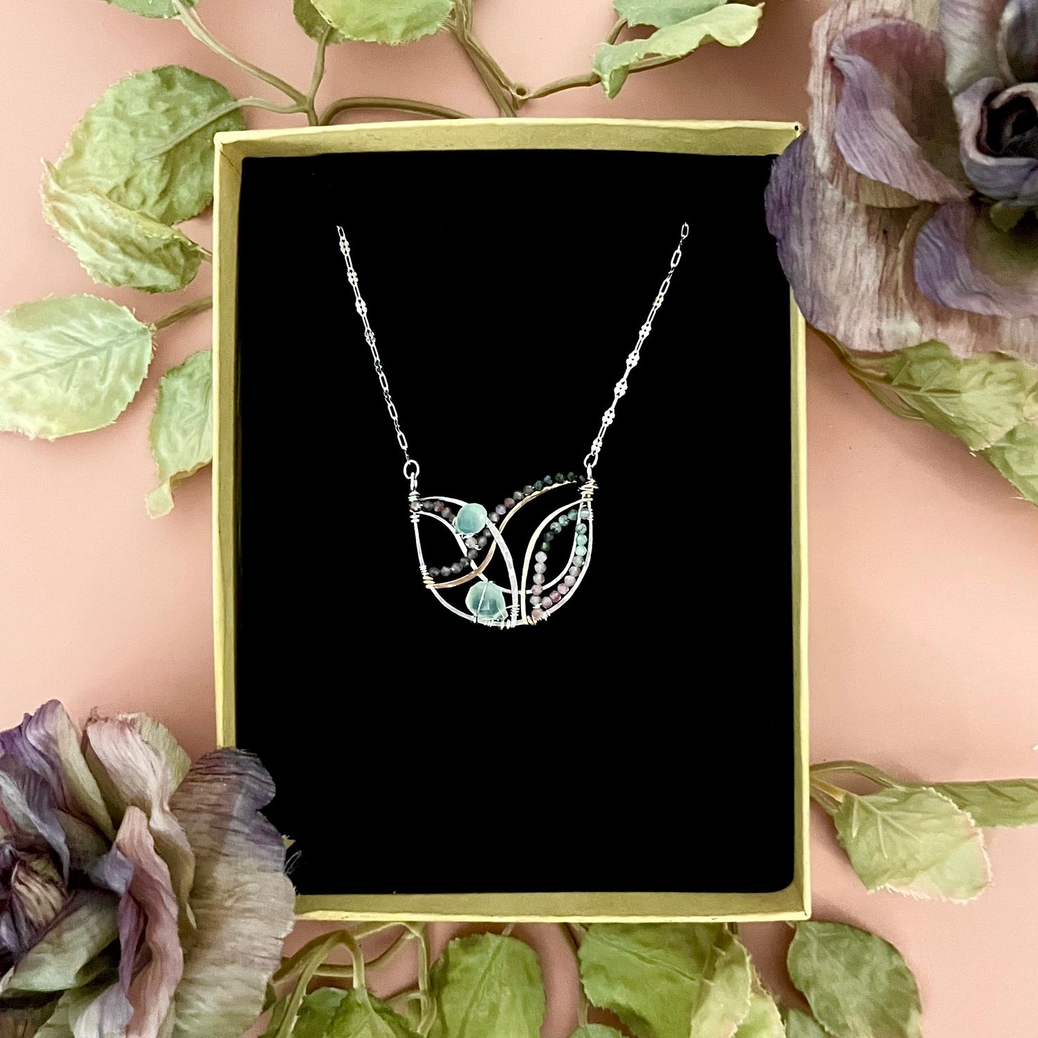 Handmade Rainbows of Tourmaline Necklace by Art By Any Means