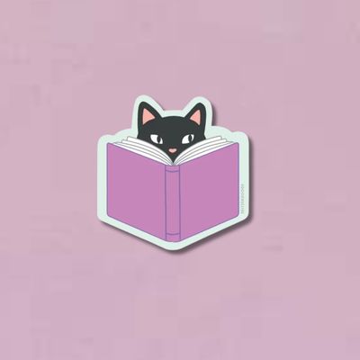Reading Kitten Sticker