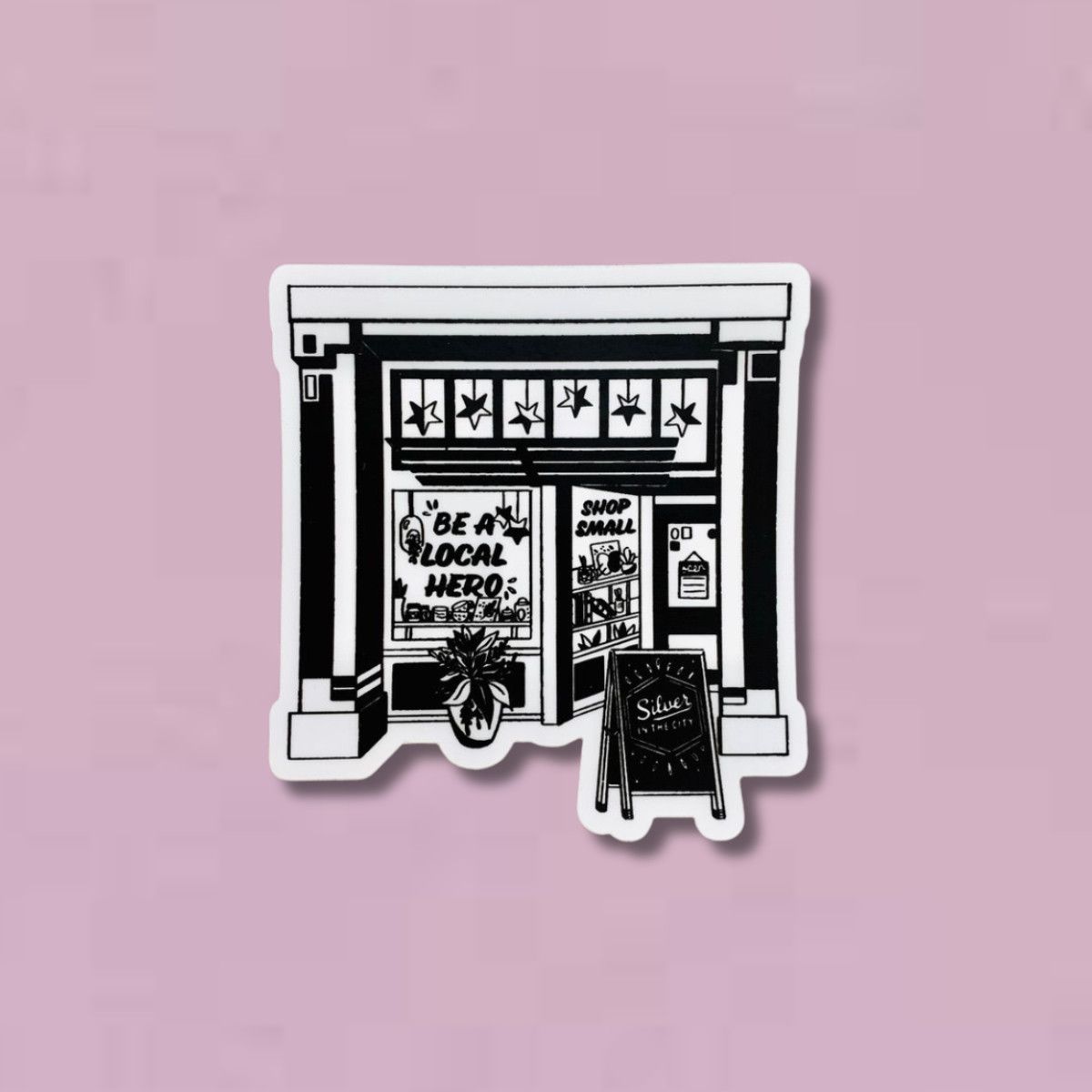 Shop Small Storefront Sticker Black &amp; White