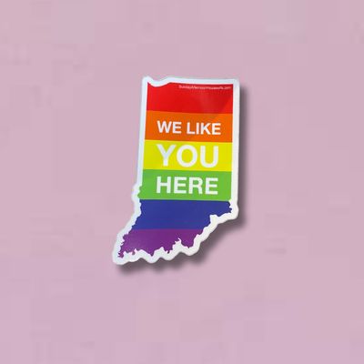 We Like You Here Rainbow Indiana Sticker