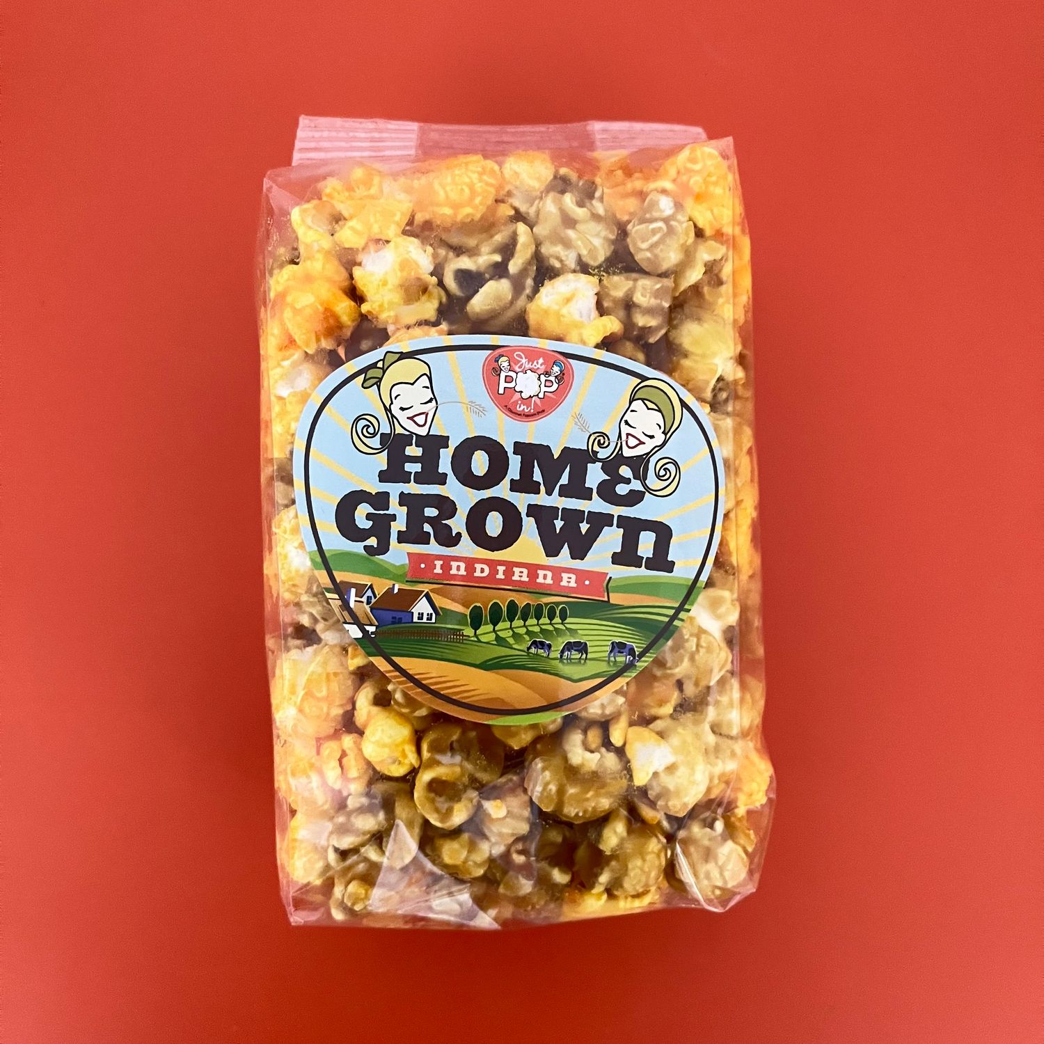 Small Bag of Just Pop In! Indy Style Caramel and Cheddar Popcorn