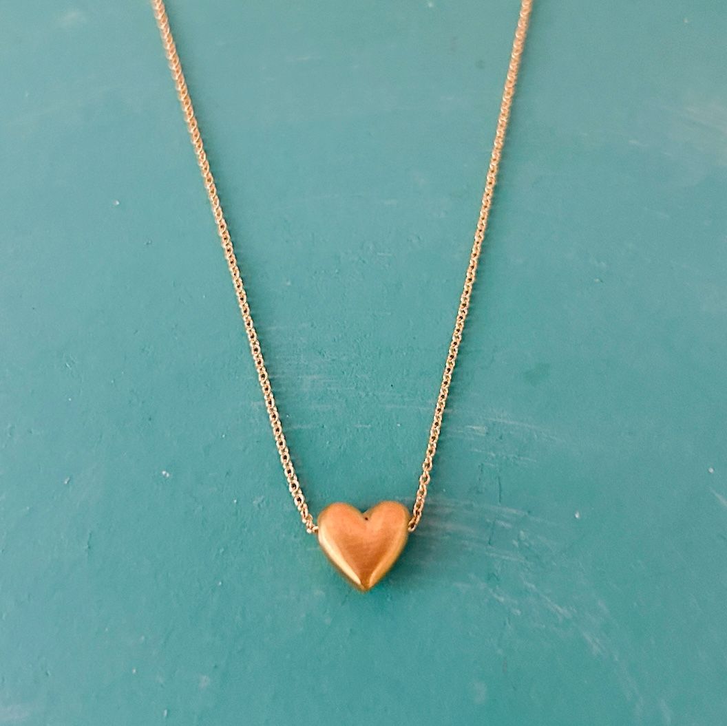 Handmade Puffy Heart Necklace, Style: Gold