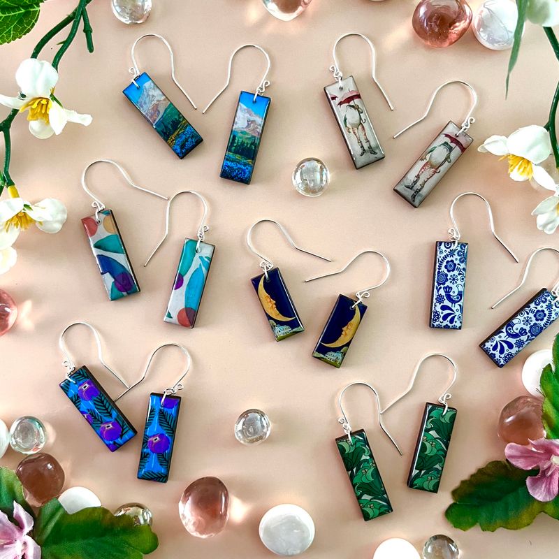 SP25 Rectangular Paper &amp; Wood Earrings