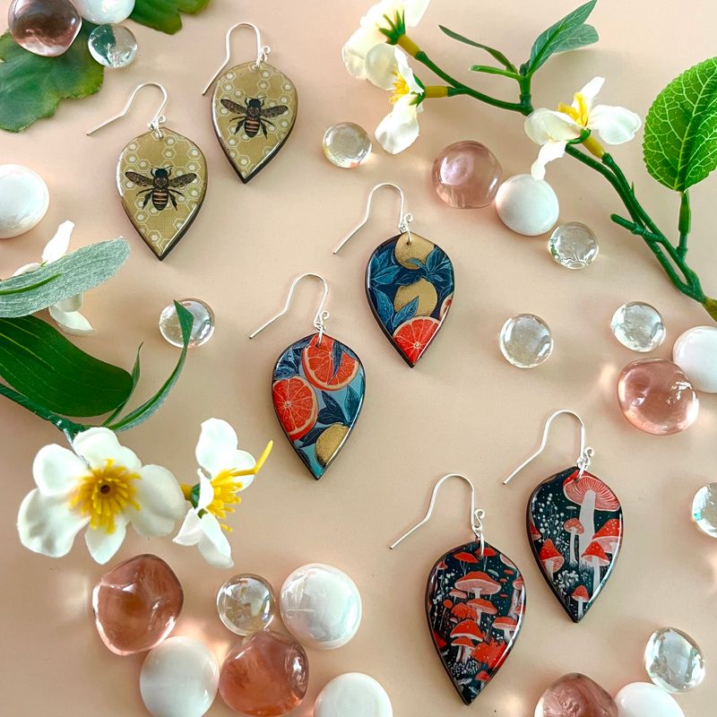 SP25 Leaf Paper + Wood Earring