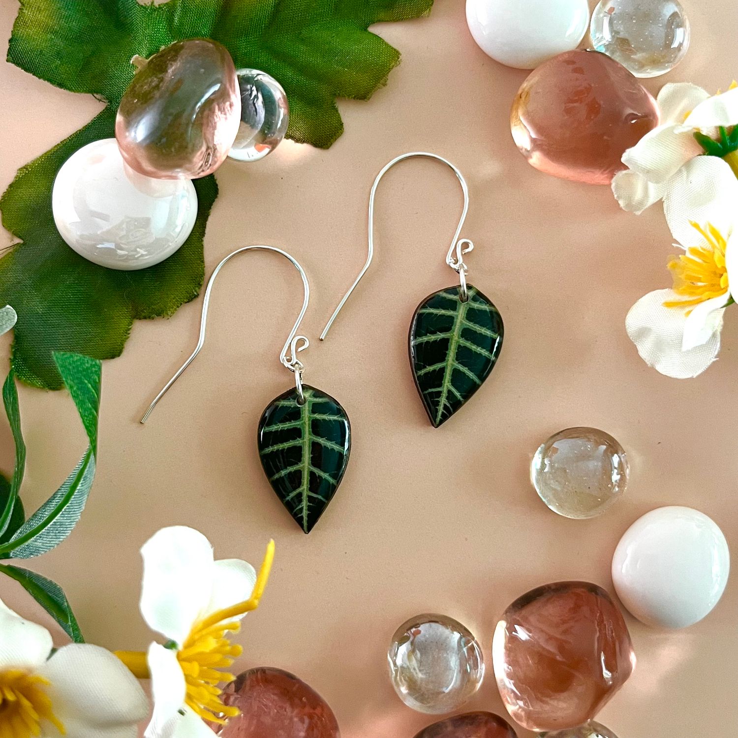 Leaf Paper + Wood Earring Small Alocasia Tropical