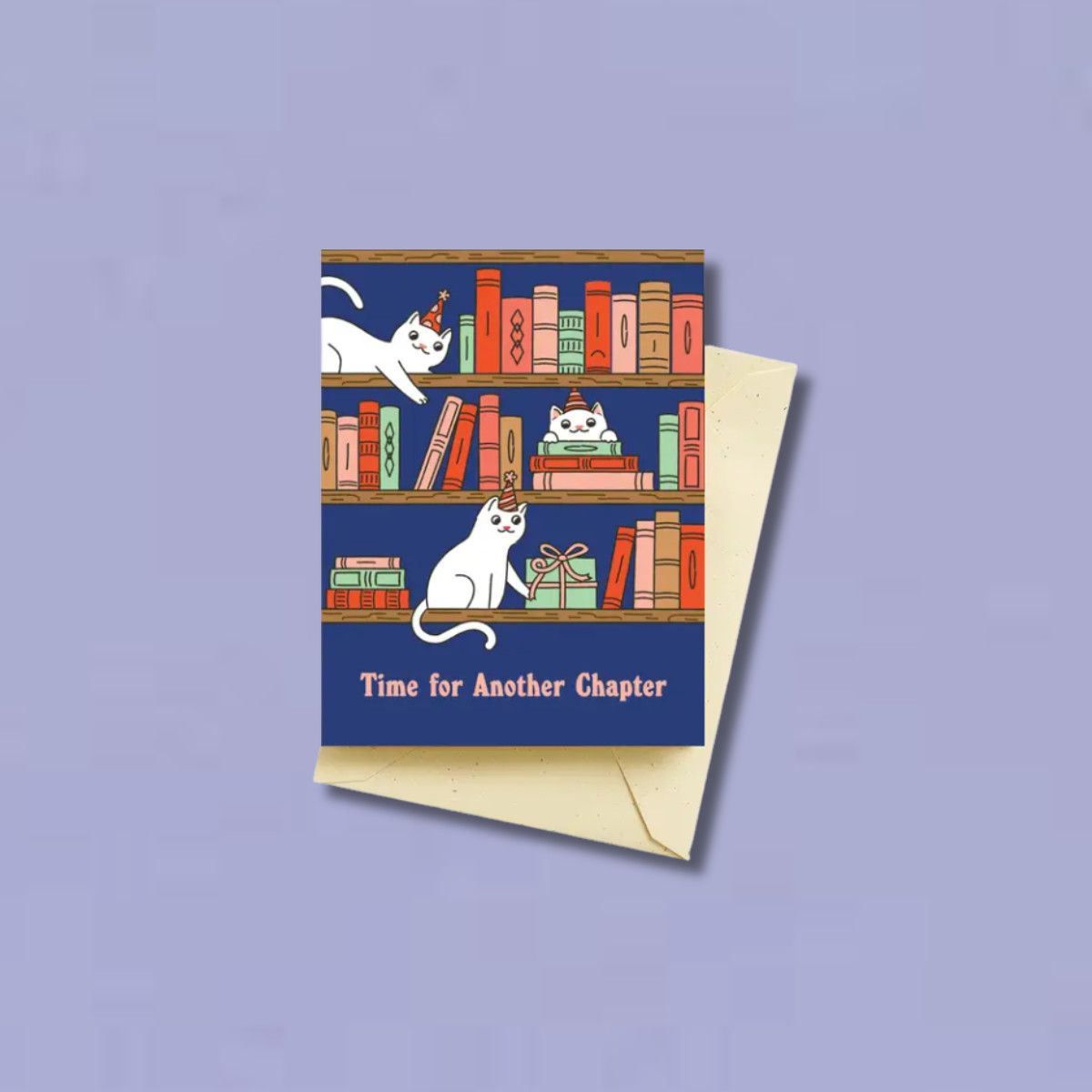 Bookshelf Cats Birthday Card