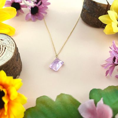 Handmade GF Lavender Quartz Polygonal Necklace 18"