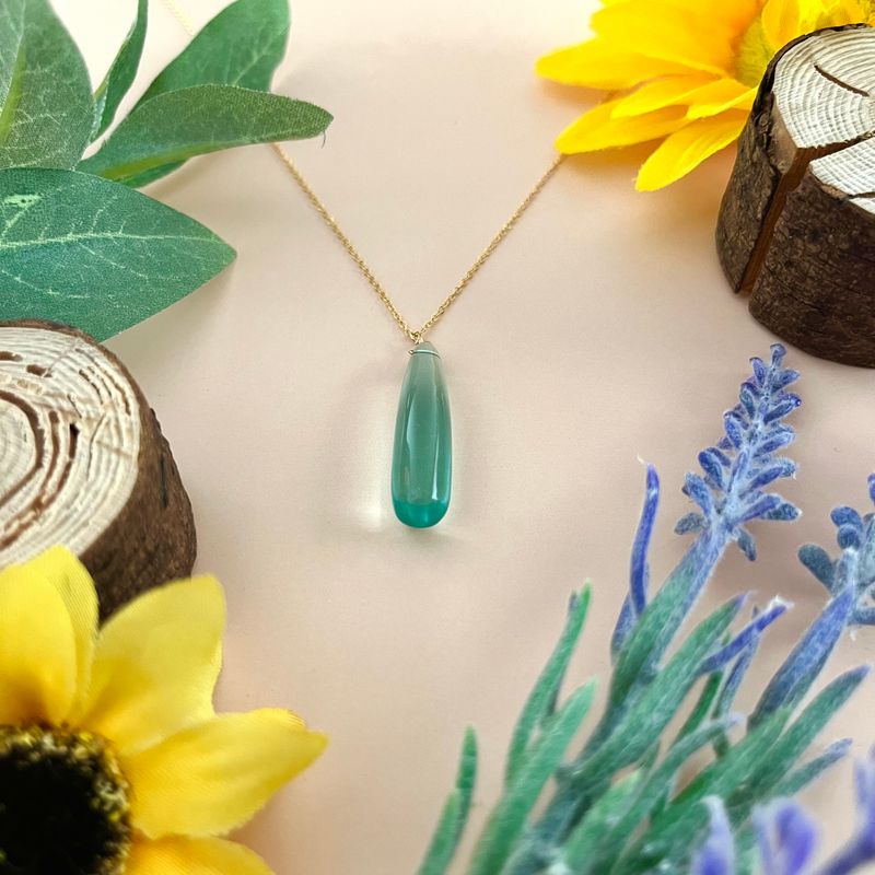 Handmade GF Elongated Blue Quartz Necklace 20&quot;