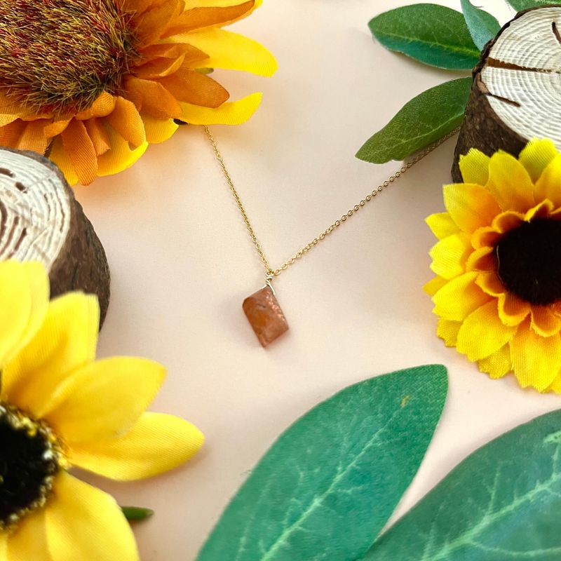 Handmade GF Polygonal Sunstone Necklace 18&quot;