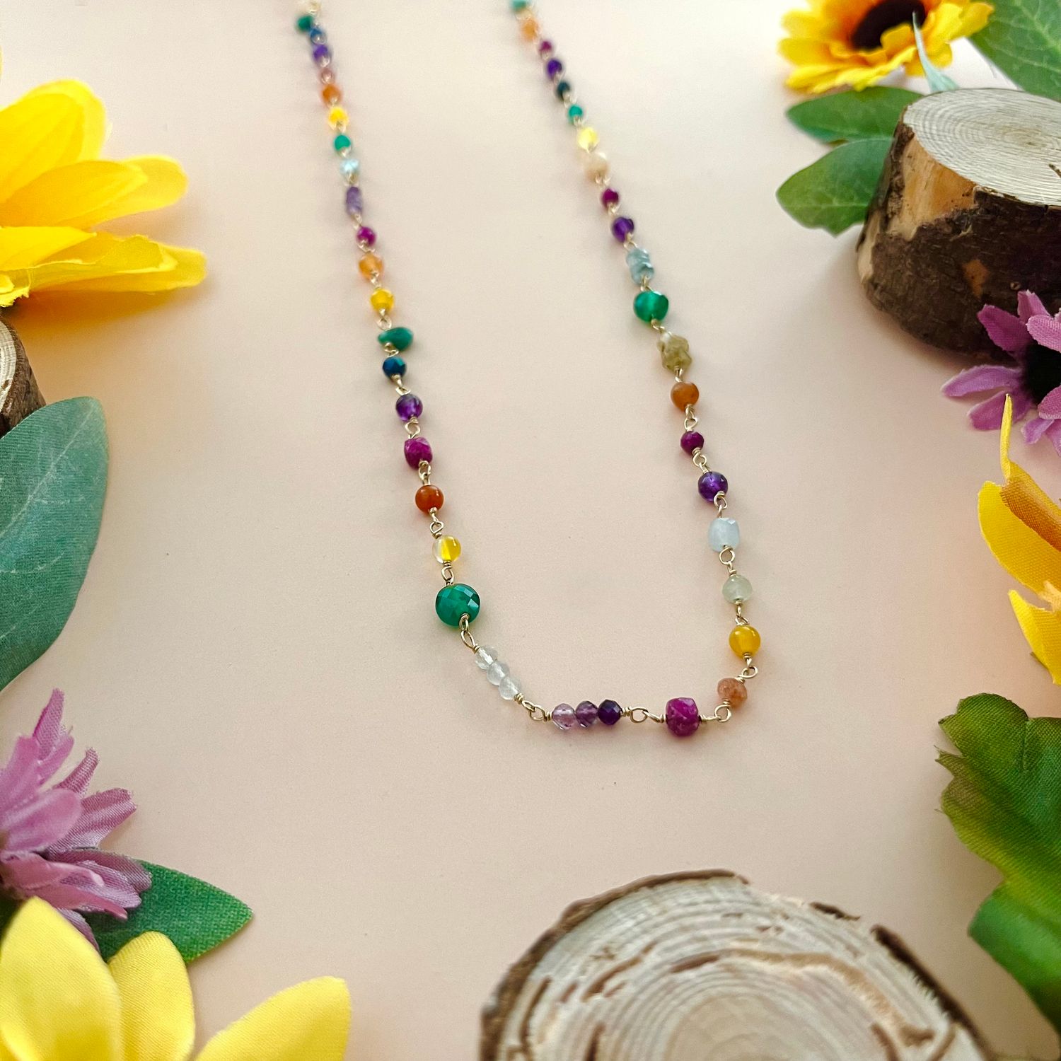 Handmade Rainbow Gemstone Candy, Color: GF, Size: 16&quot; Necklace