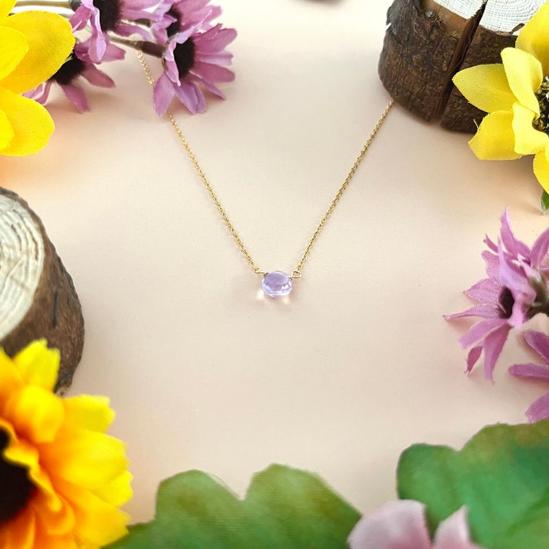 Handmade GF Tiny Lavender Quartz Necklace 16&quot;