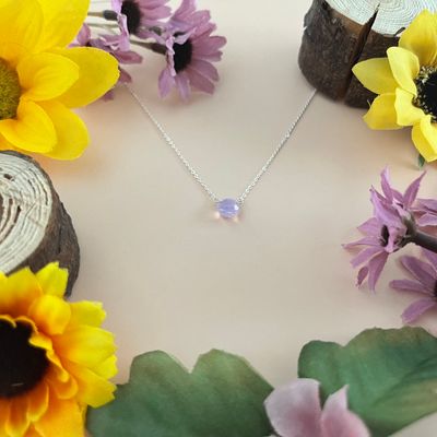 Handmade SS Tiny Lavender Quartz Necklace 16&quot;