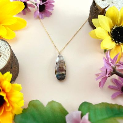Handmade GF Elongated Copper Quartz Necklace 20"