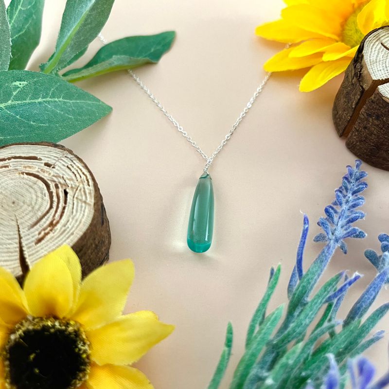 Handmade SS Elongated Blue Quartz Necklace 20&quot;