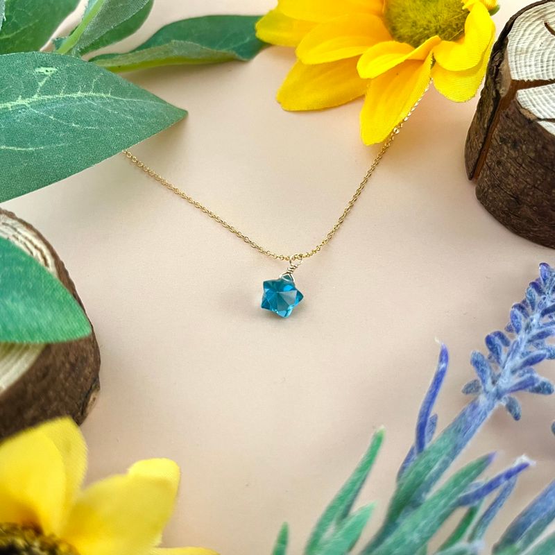 Handmade London Blue Topaz Star Necklace GF 16-18&quot;
