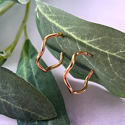 Wavy Hoop Earrings, GP