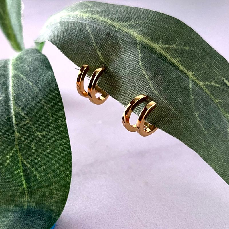 Illusion Huggie Hoop Earrings , GP