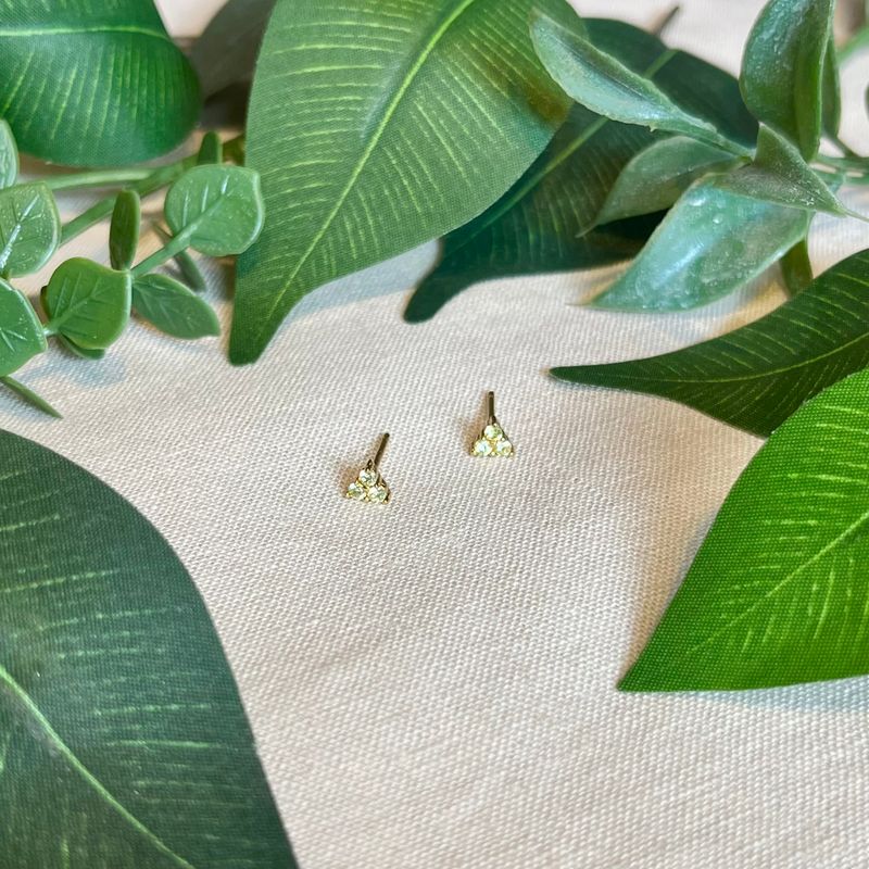 Trio Apple Green CZ Stud Earrings, GP