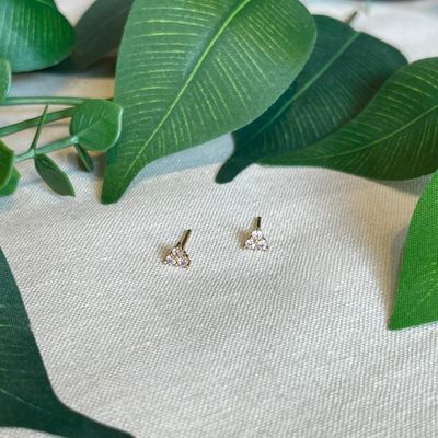 Trio Pink CZ Stud Earrings, GP