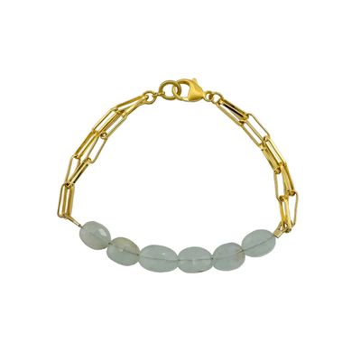 Aquamarine Beads &amp; Gold Vermeil Chain Bracelet