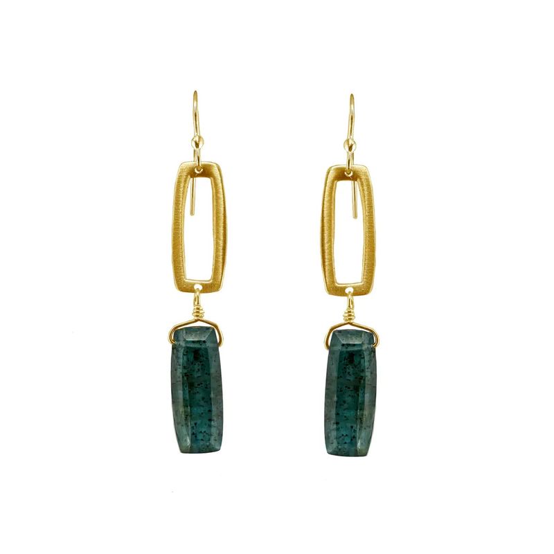Blue Kyanite with Gold Vermeil Rectangle Earrings