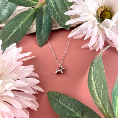 Silver Balloon Dog Necklace, 18&quot;