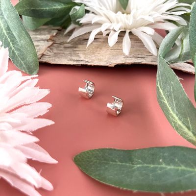 Silver Wide Huggie Hoop Earrings, 11mm