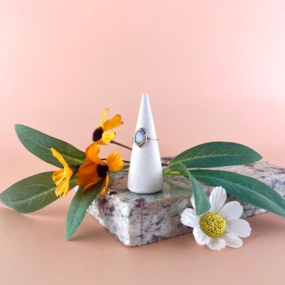 Silver Solitaire Moonstone Ring