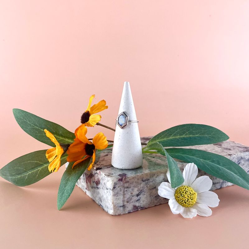 Silver Solitaire Moonstone Ring