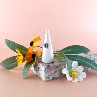 Silver Spotted Moonstone Ring