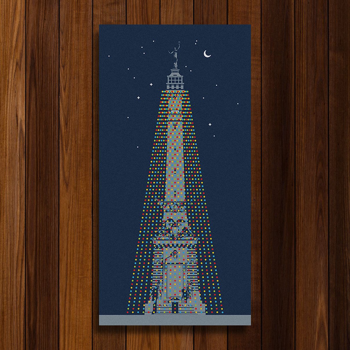 Circle of Lights 12 x 24” Print by Lars Lawson, Style: Night