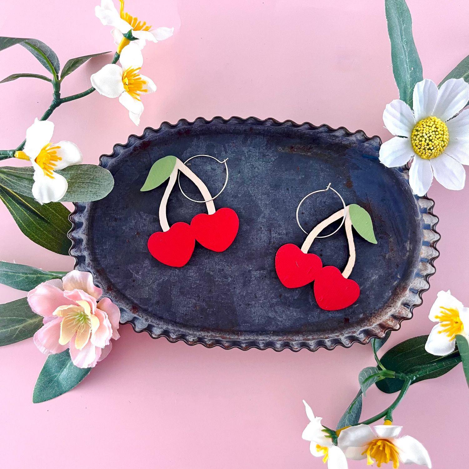 Cherry Hoop Earrings by Le Chic Miami