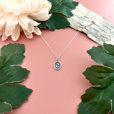 Silver Star and Moon Wax Seal Charm Necklace, 16-18&quot;