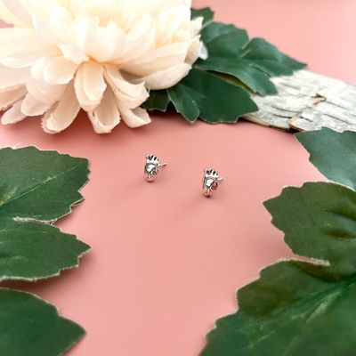 Sterling Silver Anatomical Heart Stud Earrings