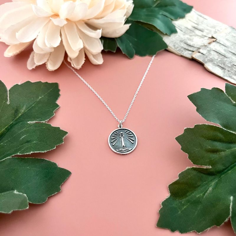 Silver Lighthouse Charm Necklace, 16-18&quot;