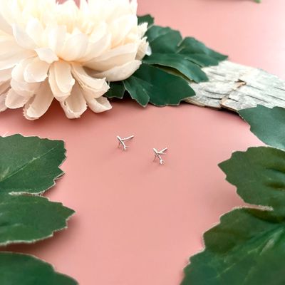 Sterling Silver Airplane Stud Earrings