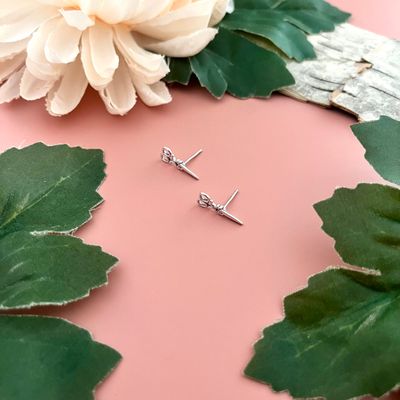 Silver Scissors Stud Earrings
