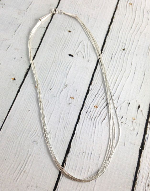Liquid Silver Necklace, Style: 5-strand, Length: 16