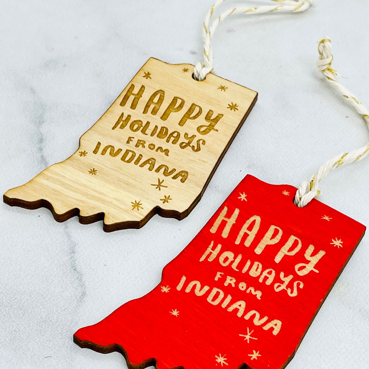 Happy Holidays From Indiana Ornament, Color: Natural