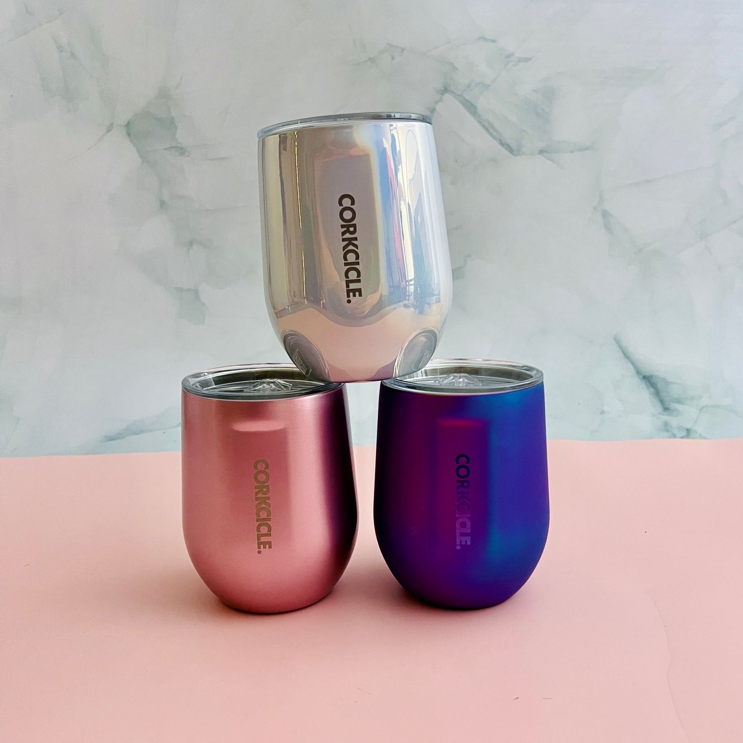 Insulated 12oz Stemless Cup, Color: Rosé Metallic