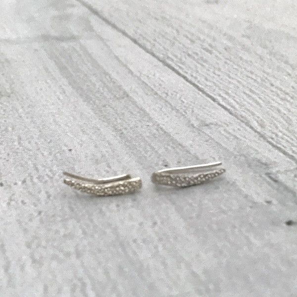 Diamond Dusted Climber Earrings, Color: Sterling Silver, Size: Mini