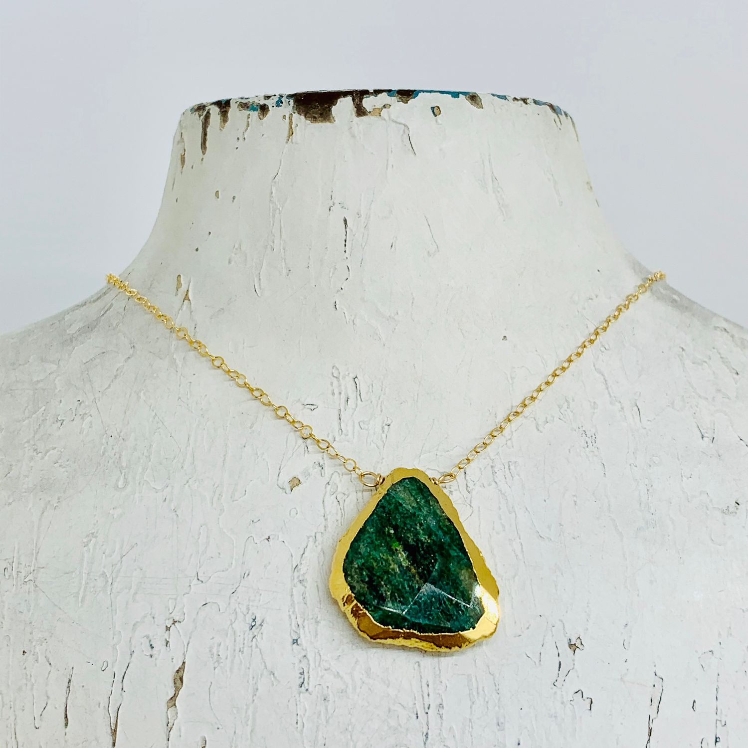 Handmade Aventurine Goldfill Necklace, Length: 18&quot;