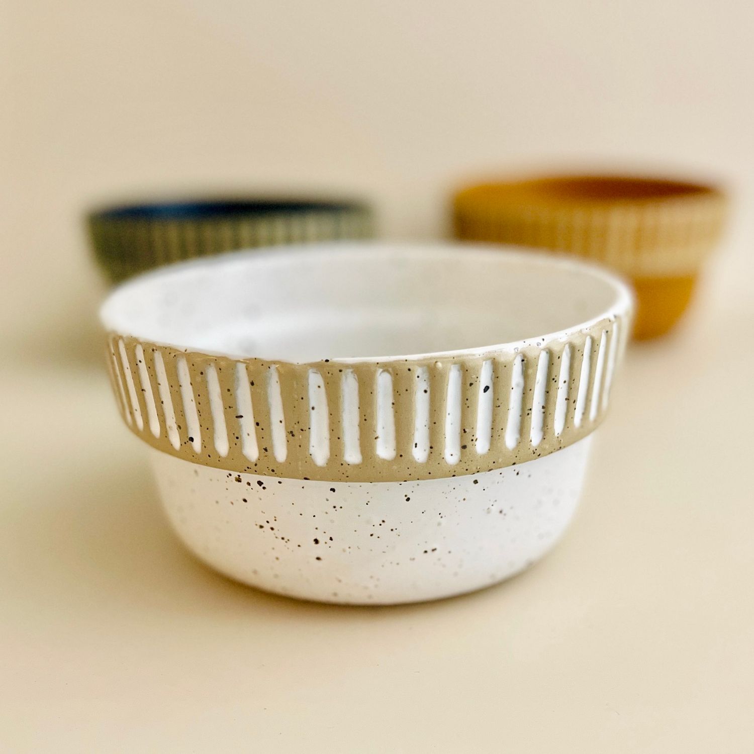 Stackable Stoneware Bowl, Color: Eggshell