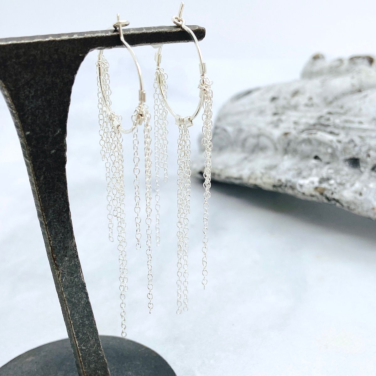 Wisp Hoop Earrings, Color: Silver