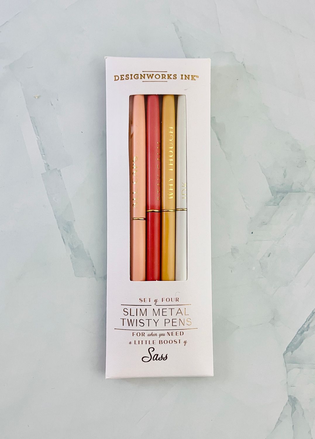 Slim Metal Pen Set/4:, Style: Sass (Cream)