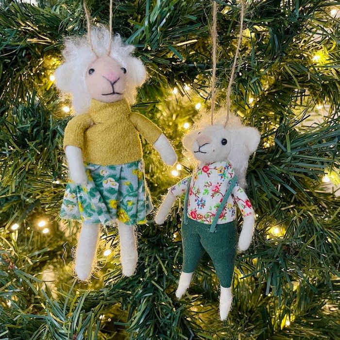 Wool Felt Lamb in Outfit Ornament, Style: Skirt